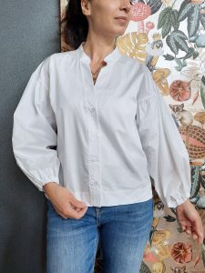 maglia camicia Kaos colore bianco in cotone manica lunga