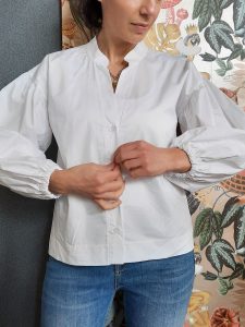 maglia camicia Kaos colore bianco in cotone manica lunga e bottoni