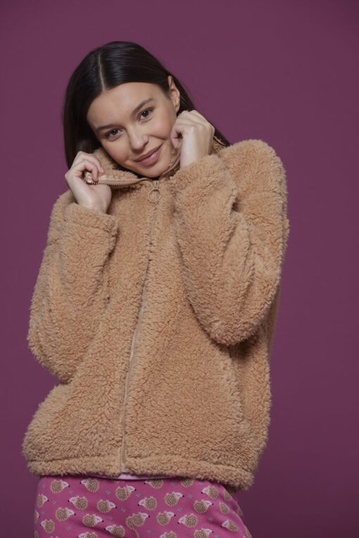 giacca donna con zip effetto peluche teddy bear
