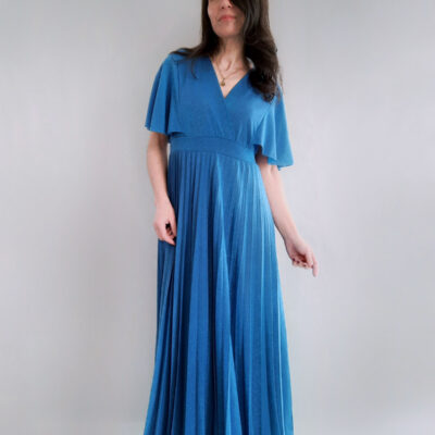 abito lungo elegante Kaos blu cobalto plissè