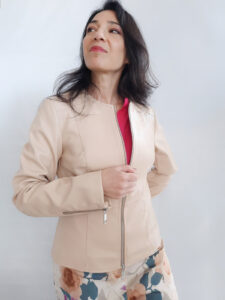 giacca donna Kaos ecopelle con zip girocollo